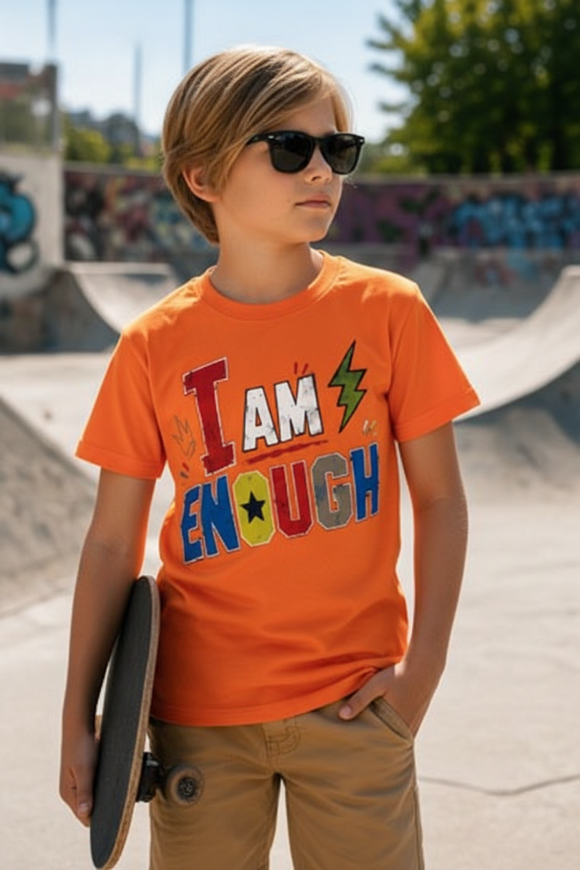 I Am Enough – Kids Boys Inspirational Graphic T-Shirt