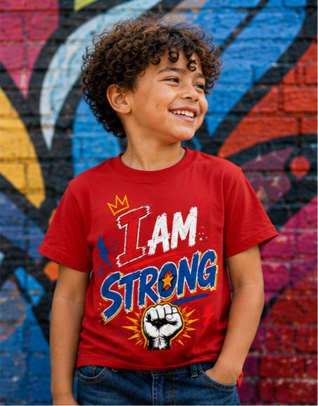 I Am Strong – Kids Boys Inspirational Graphic T-Shirt
