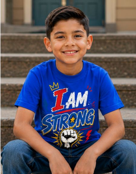 I Am Strong – Kids Boys Inspirational Graphic T-Shirt