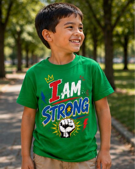 I Am Strong – Kids Boys Inspirational Graphic T-Shirt