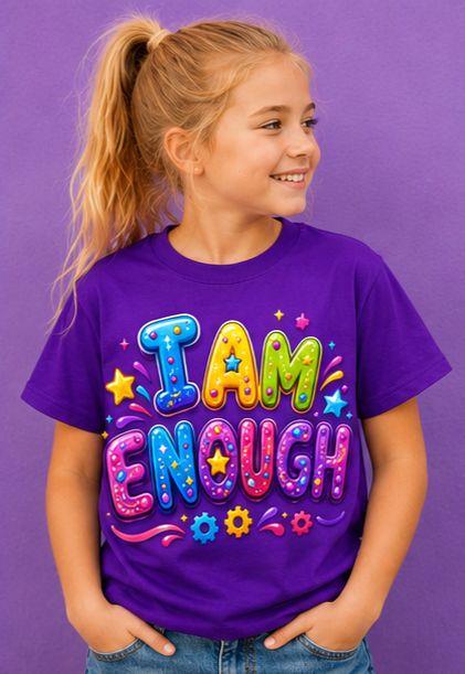 I Am Enough – Kids Girls Inspirational Graphic T-Shirt
