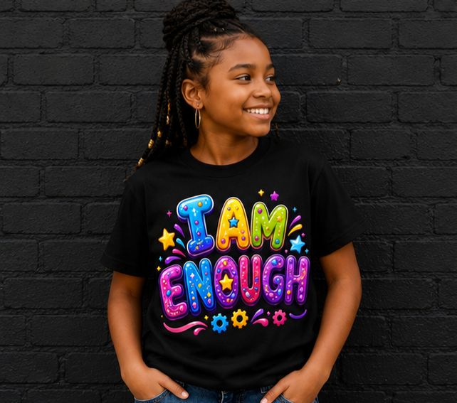 I Am Enough – Kids Girls Inspirational Graphic T-Shirt