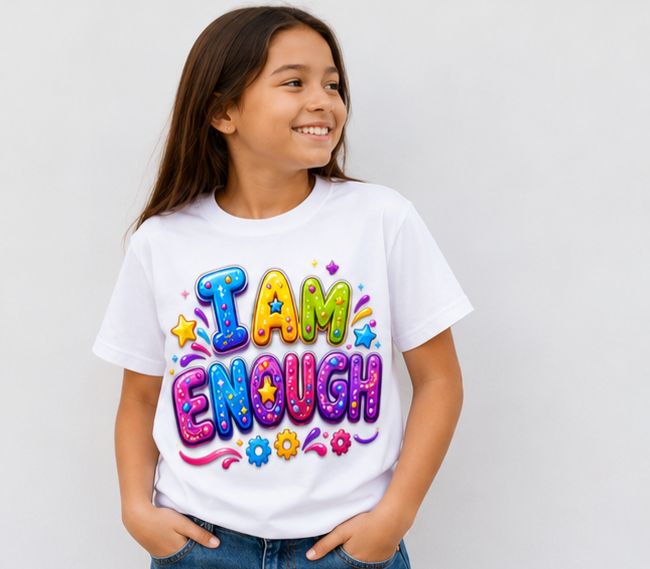 I Am Enough – Kids Girls Inspirational Graphic T-Shirt