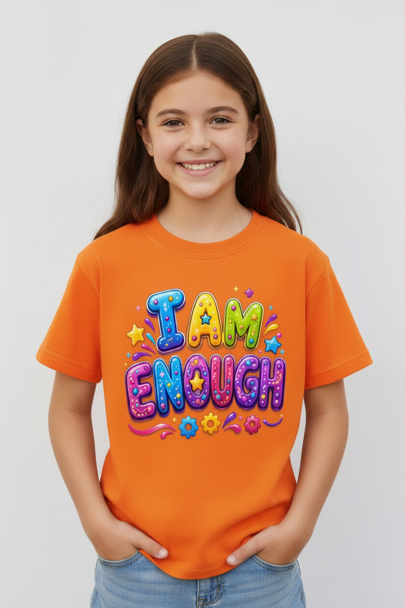I Am Enough – Kids Girls Inspirational Graphic T-Shirt
